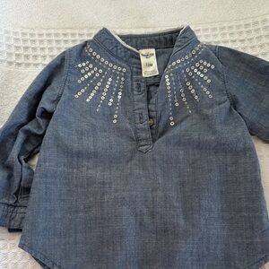 OshKosh B'gosh Blue Denim Top with Silver Accents size 12M